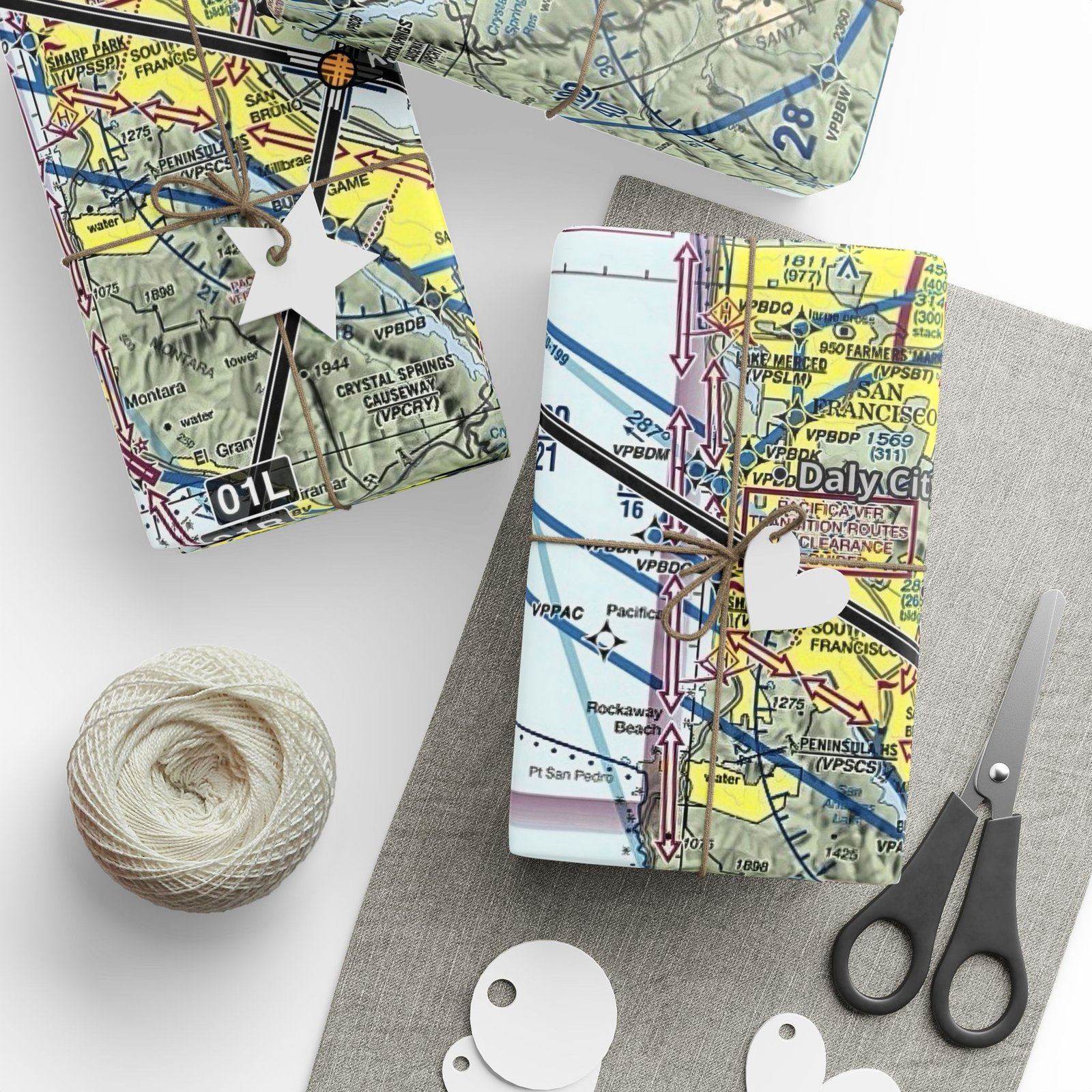 Personalized Aviation Sectional Chart Wrapping Paper| Holiday Aviation Themed Wrapping Paper | Birthday Aviation Wrapping Paper - Image 11