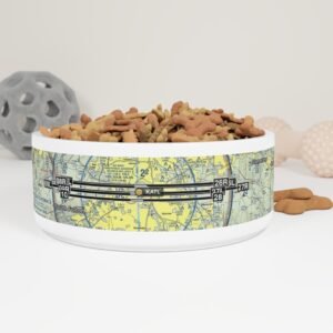 Custom Aviation Sectional Chart Pet Bowl