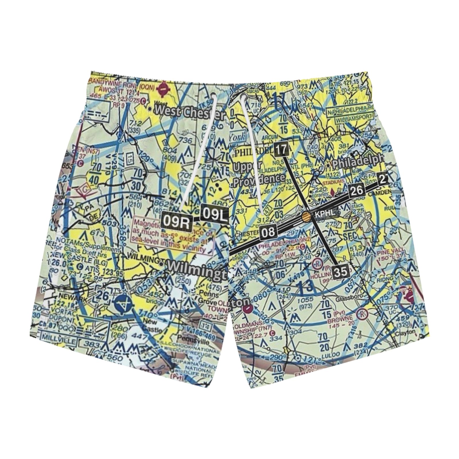 Personalized Section Chart Aviation Swim Trunks, Pilot Gift, Flight Crew Gift, Aviation Holiday Gift, Aviation Swimming Suite