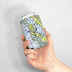 Custom Aviation Sectional Chart Can Cooler Sleeve - Personalized Gift, Airplane Pilot Accessories, Aviation Enthusiast Present, Travel Theme