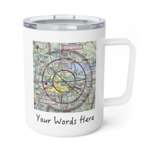 Pilots Insulated Coffee Mug Aviation Mug Sectional Charts Personalized Airport Personalized Name Aviation Cup